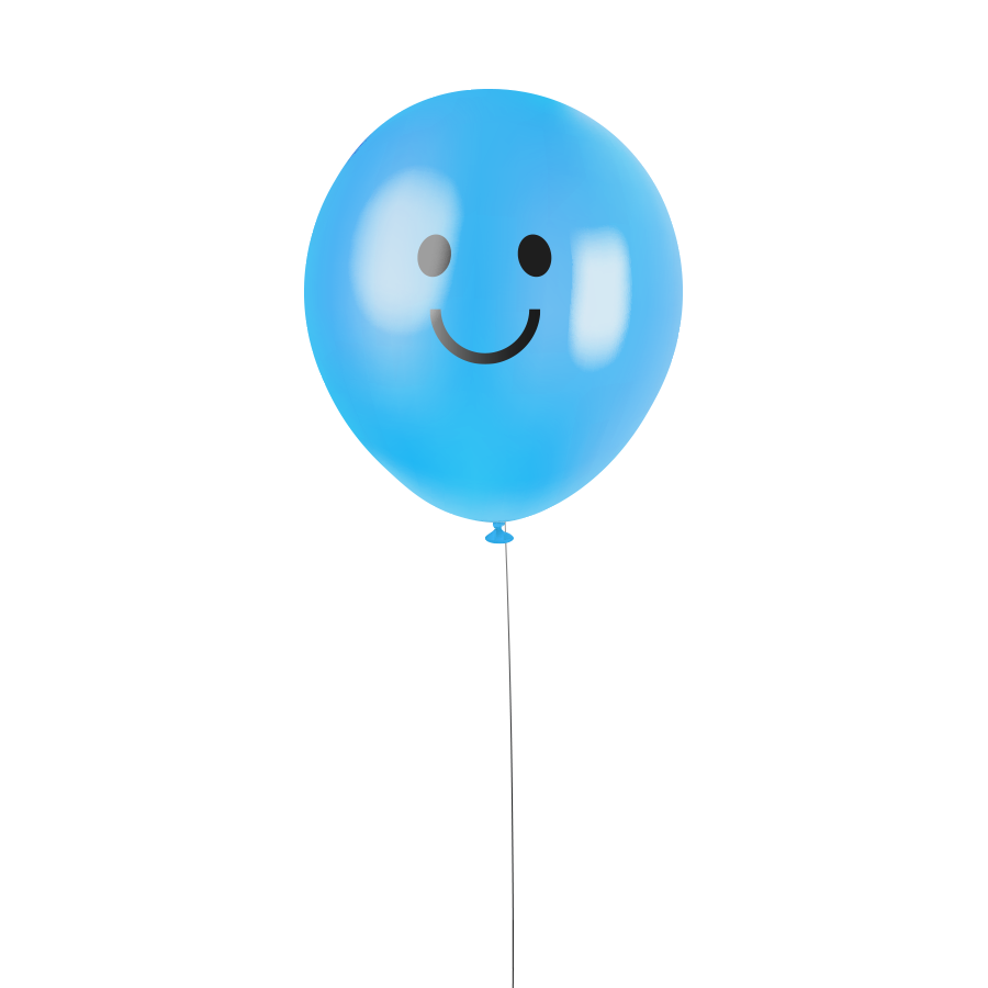 Blue balloon with a smiley face